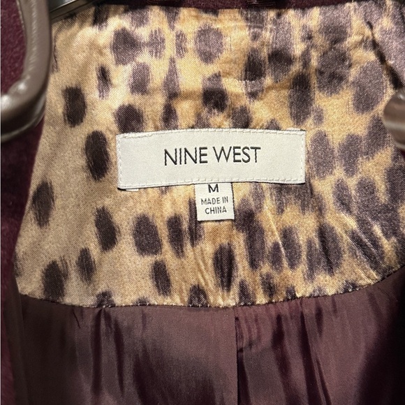 Nine West Women's Burgundy Wool Blend Coat with Belt - NEW - Picture 10 of 15